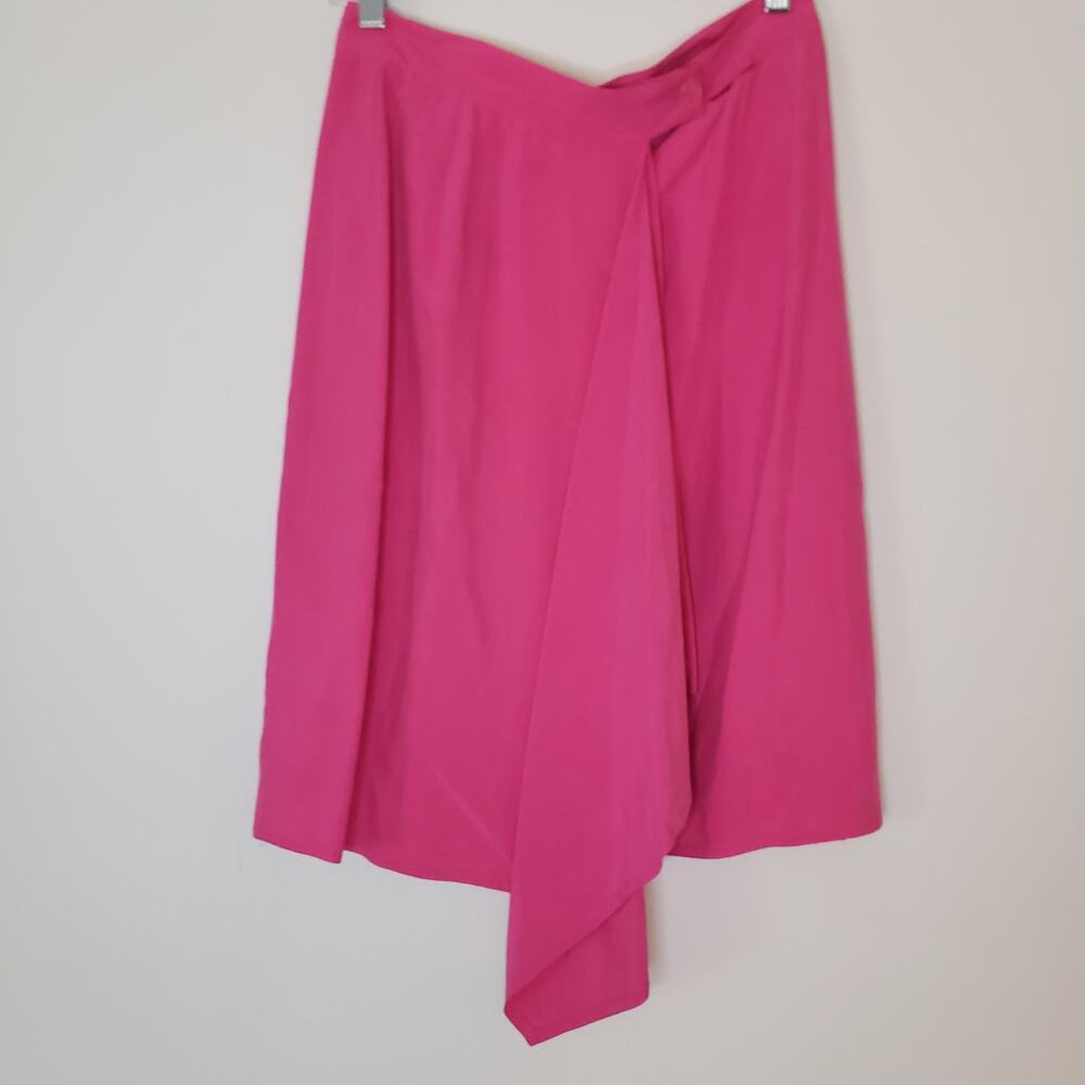 Anne Klein 100% Silk Hot Pink Skirt Wrap Style Size 12